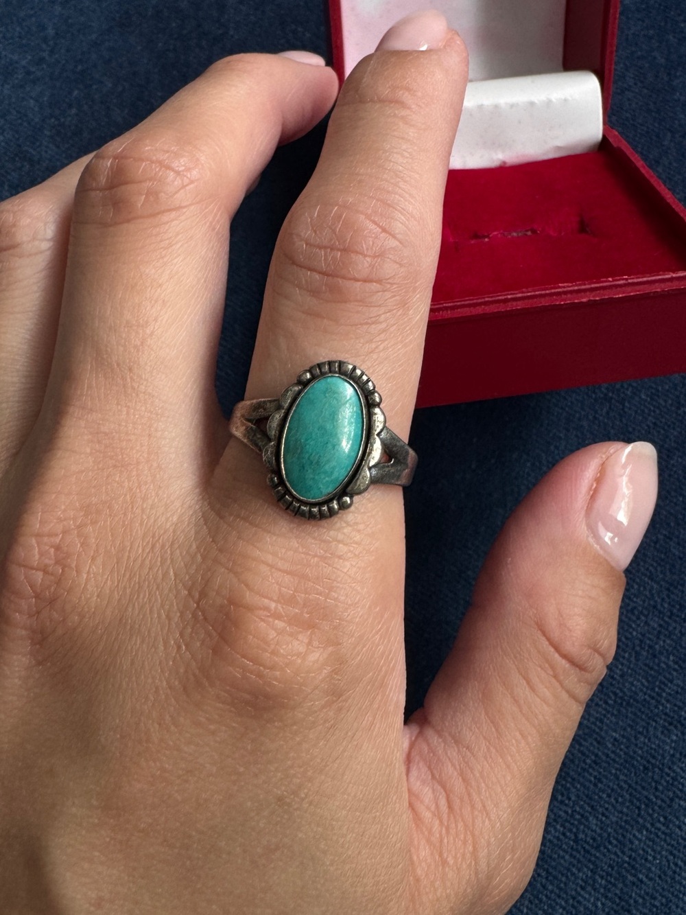 Sterling Silver Native American Turquoise Ring Size 9
